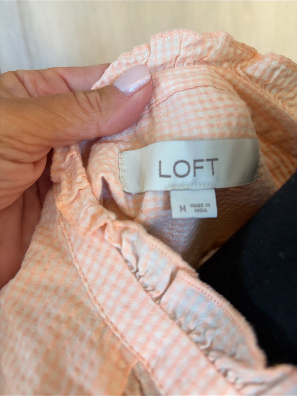 LOFT Peach Ruffle Cap-Sleeve Button Front Blouse - Picture 2 of 3
